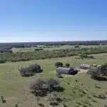 Aerial view of rural homestead.